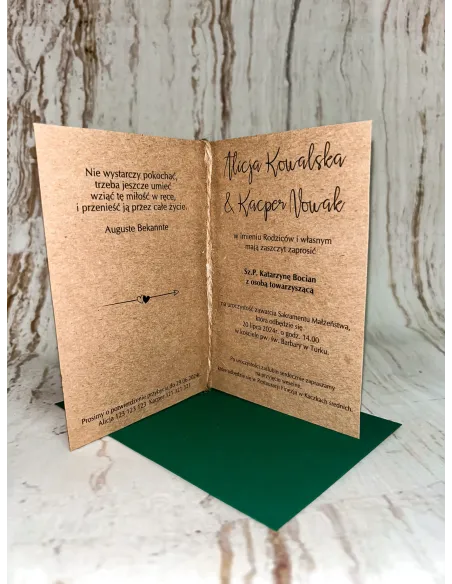 Zaproszenie na Ślub Ślubne Weselne Rustykalne Boho EKO + PROJEKT GRATIS