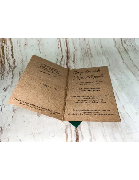 Zaproszenie na Ślub Ślubne Weselne Rustykalne Boho EKO + PROJEKT GRATIS