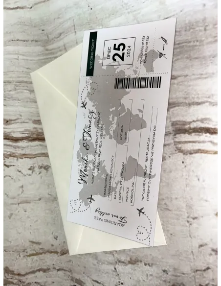 ORYGINALNE Zaproszenie Bilet na Ślub + PROJEKT GRATIS