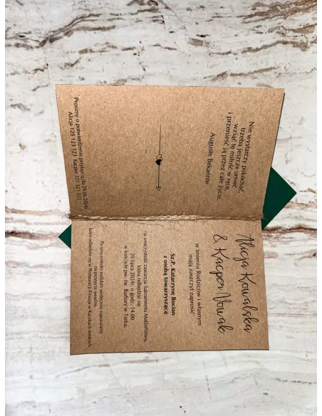 Zaproszenie na Ślub Ślubne Weselne Rustykalne Boho EKO + PROJEKT GRATIS