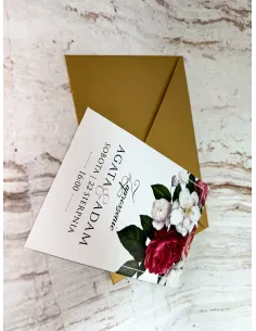 Zaproszenie na Ślub Wesele jednokartkowe w kwiaty + PROJEKT GRATIS