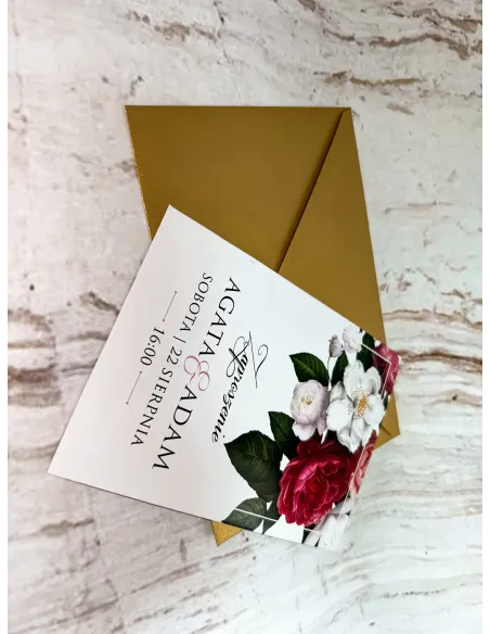 Zaproszenie na Ślub Wesele jednokartkowe w kwiaty + PROJEKT GRATIS