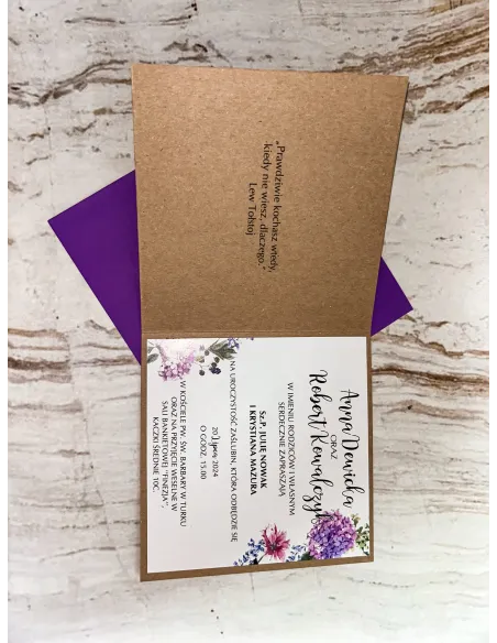 Zaproszenie na Ślub + Potwierdzenie Przybycia motyw kwiatowy PROJEKT GRATIS