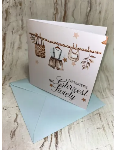 Zaproszenie na chrzest chłopca Z PERSONALIZACJĄ