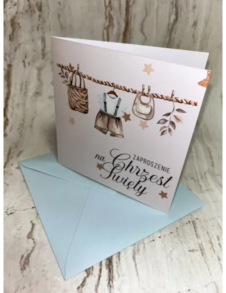 Zaproszenie na chrzest chłopca Z PERSONALIZACJĄ
