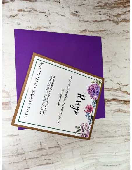 Zaproszenie na Ślub + Potwierdzenie Przybycia motyw kwiatowy PROJEKT GRATIS