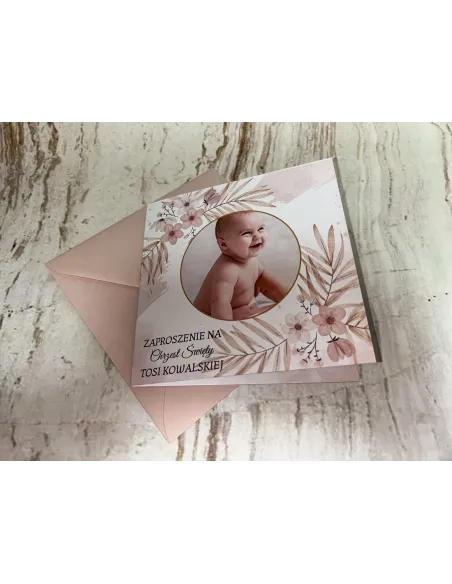 Zaproszenie na chrzest chrzciny ZE ZDJĘCIEM + POJEKT GRATIS