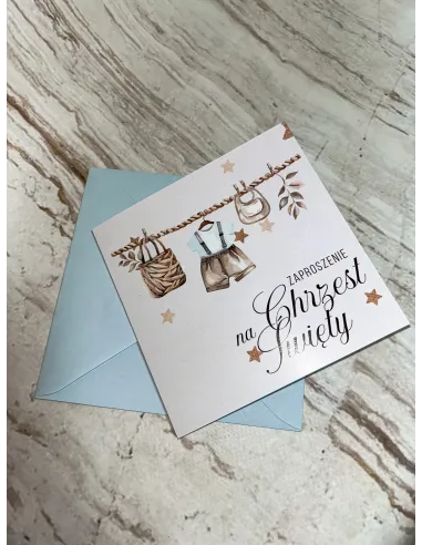Zaproszenie na chrzest chłopca Z PERSONALIZACJĄ
