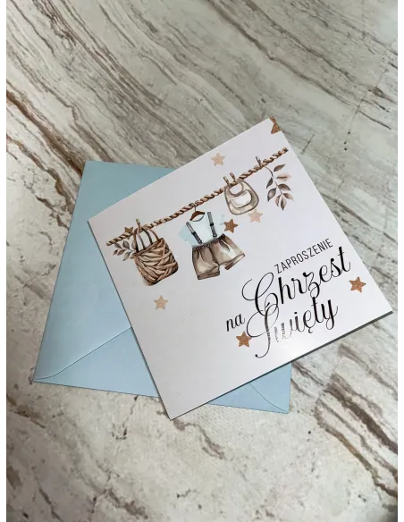 Zaproszenie na chrzest chłopca Z PERSONALIZACJĄ