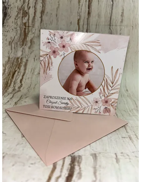 Zaproszenie na chrzest chrzciny ZE ZDJĘCIEM + POJEKT GRATIS