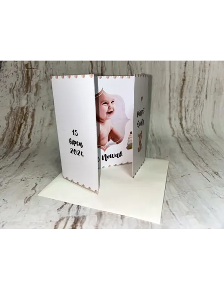 Zaproszenie na chrzest chrzciny składane ZE ZDJĘCIEM + POJEKT GRATIS