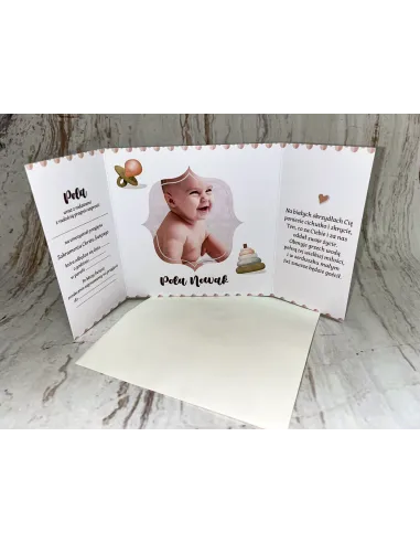 Zaproszenie na chrzest chrzciny składane ZE ZDJĘCIEM + POJEKT GRATIS