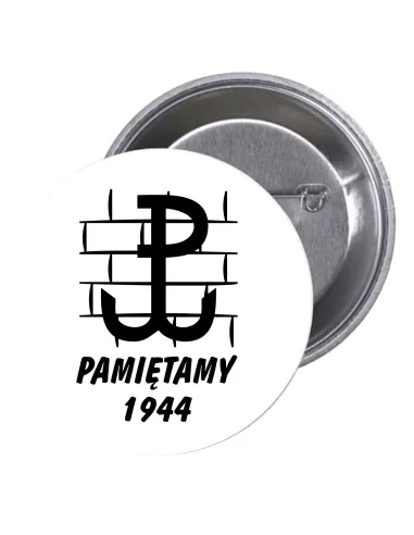 Przypinki buttony PAMIĘTAMY 1944 znaczki badziki z grafiką