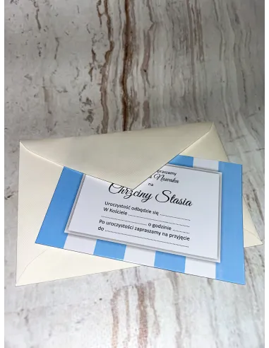 Zaproszenie na chrzest święty chrzciny niebieskie + POJEKT GRATIS