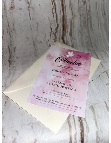 Zaproszenie na chrzest święty chrzciny dziewczynki + POJEKT GRATIS