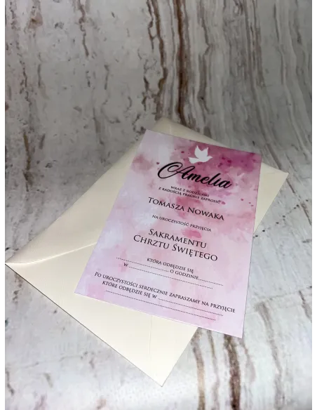 Zaproszenie na chrzest święty chrzciny dziewczynki + POJEKT GRATIS
