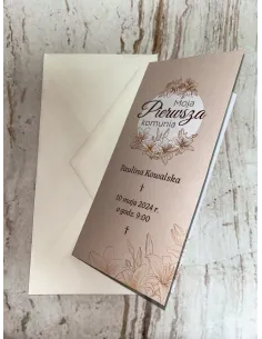 Zaproszenie na pierwszą komunię świętą zaproszenia komunijne różowe Z PERSONALIZACJĄ Z IMIENIEM ZDJĘCIEM