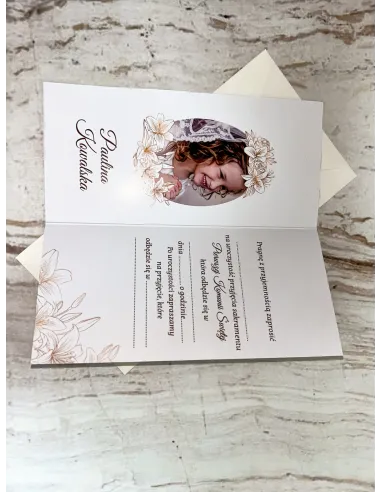 Zaproszenie na pierwszą komunię świętą zaproszenia komunijne różowe Z PERSONALIZACJĄ Z IMIENIEM ZDJĘCIEM