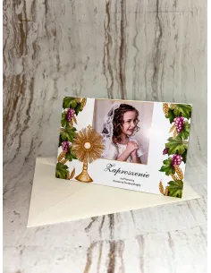 Zaproszenie na pierwszą komunię świętą zaproszenia komunijne Z TWOIM ZDJĘCIEM + PROJEKT GRATIS