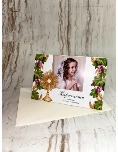 Zaproszenie na pierwszą komunię świętą zaproszenia komunijne Z TWOIM ZDJĘCIEM + PROJEKT GRATIS