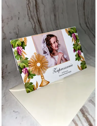 Zaproszenie na pierwszą komunię świętą zaproszenia komunijne Z TWOIM ZDJĘCIEM + PROJEKT GRATIS