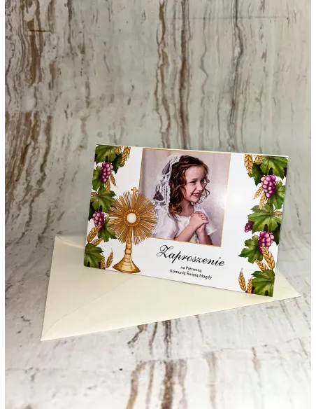 Zaproszenie na pierwszą komunię świętą zaproszenia komunijne Z TWOIM ZDJĘCIEM + PROJEKT GRATIS