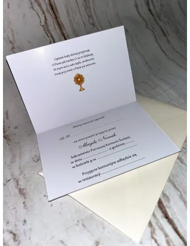 Zaproszenie na pierwszą komunię świętą zaproszenia komunijne Z TWOIM ZDJĘCIEM + PROJEKT GRATIS