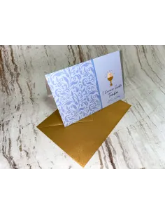 Zaproszenie na pierwszą komunię świętą zaproszenia komunijne niebieskie + PROJEKT GRATIS