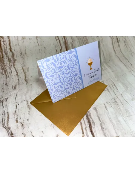 Zaproszenie na pierwszą komunię świętą zaproszenia komunijne niebieskie + PROJEKT GRATIS