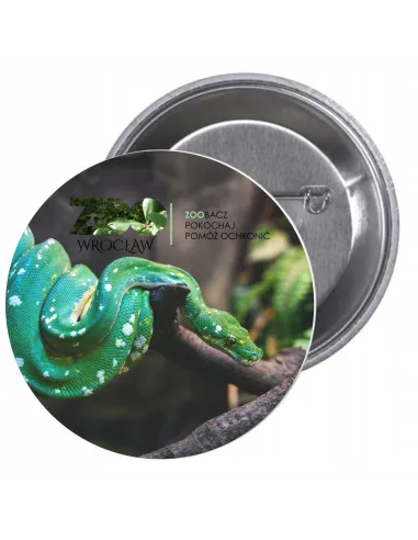 Przypinki buttony ZOO ZOOBACZ POKOCHAJ POMÓŻ OCHRONIĆ  znaczki badziki z grafiką