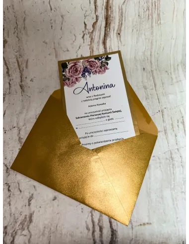 Zaproszenie na pierwszą komunię świętą zaproszenia komunijne boho + PROJEKT GRATIS