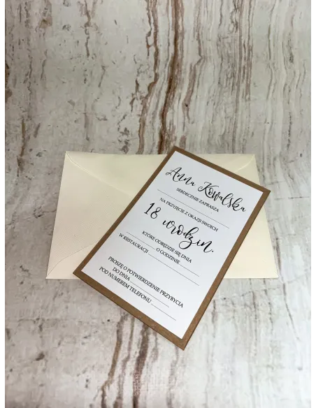 Zaproszenie na urodziny osiemnastkę minimalistyczne jednostronne + PROJEKT GRATIS