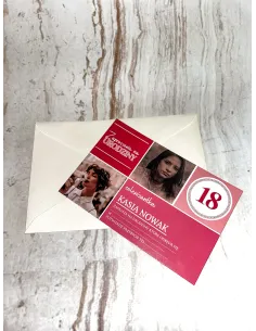 Zaproszenie na 18 urodziny zaproszenia osiemnastkowe jednostronne Z TWOIM ZDJĘCIEM + PROJEKT GRATIS