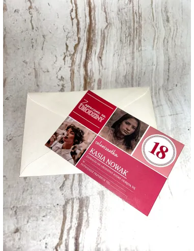 Zaproszenie na 18 urodziny zaproszenia osiemnastkowe jednostronne Z TWOIM ZDJĘCIEM + PROJEKT GRATIS