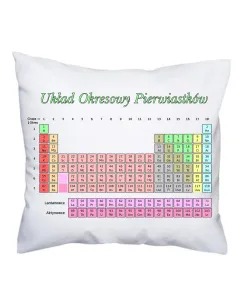 Poduszka edukacyjna z nadrukiem układ okresowy pierwiastków układ Mendelejewa