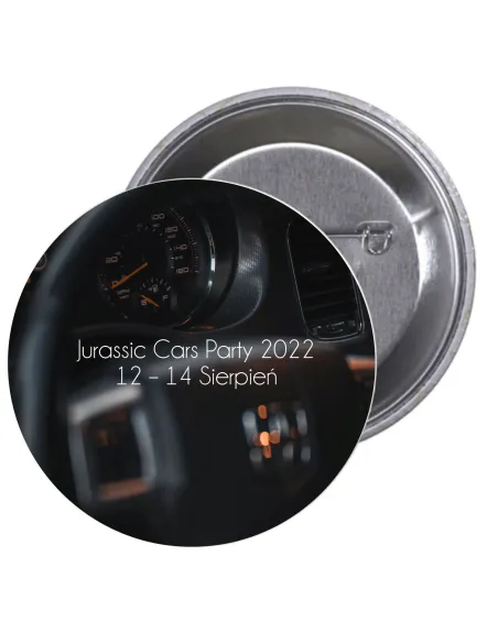 Przypinki buttony JURASSIC CARS PARTY 2022  znaczki badziki z grafiką