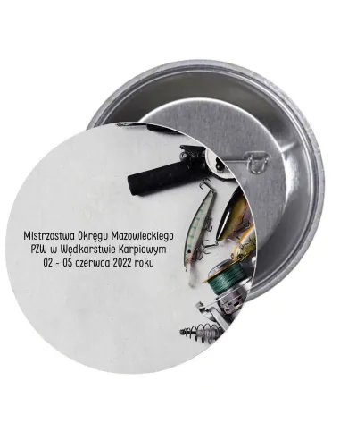 Przypinki buttony ZAWODY RYBACKIE  znaczki badziki z grafiką
