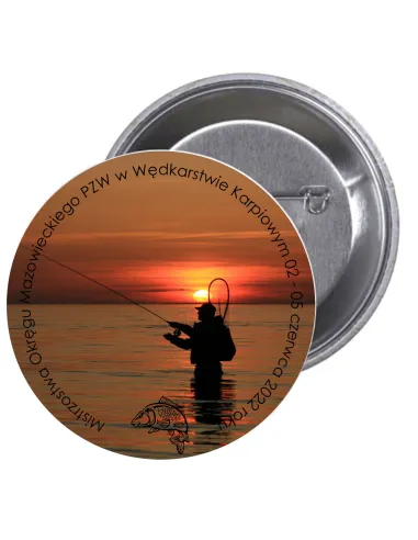 Przypinki buttony ZAWODY RYBACKIE  znaczki badziki z grafiką