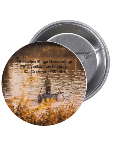 Przypinki buttony ZAWODY RYBACKIE  znaczki badziki z grafiką