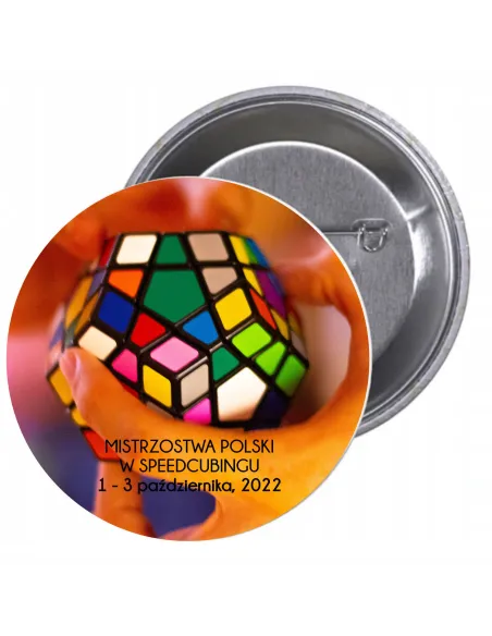 Przypinki buttony TURNIEJ - MISTRZOSTWA POLSKI W SPEEDCUBINGU  znaczki badziki z grafiką