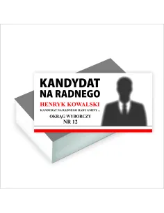 Wizytówki firmowe GOTOWY PROJEKT 200 sztuk WYBORY NA RADNEGO RADY GMINY