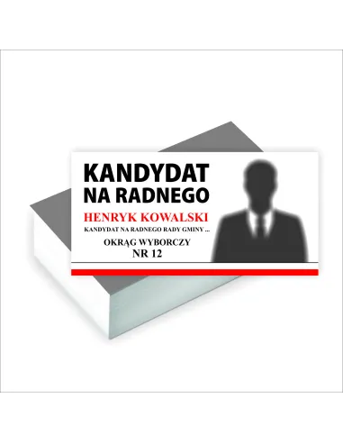 Wizytówki firmowe GOTOWY PROJEKT 200 sztuk WYBORY NA RADNEGO RADY GMINY