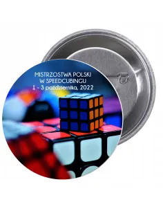 Przypinki buttony TURNIEJ - MISTRZOSTWA POLSKI W SPEEDCUBINGU  znaczki badziki z grafiką