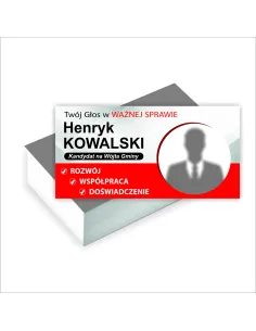 Wizytówki wyborcze 1000 sztuk KANDYDAT NA WÓJTA GMINY WYBORY PROJEKT GRATIS