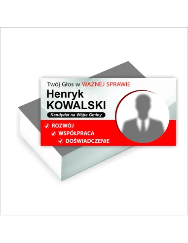 Wizytówki wyborcze 1000 sztuk KANDYDAT NA WÓJTA GMINY WYBORY PROJEKT GRATIS