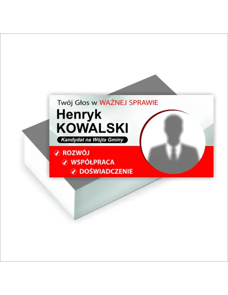 Wizytówki wyborcze 1000 sztuk KANDYDAT NA WÓJTA GMINY WYBORY PROJEKT GRATIS