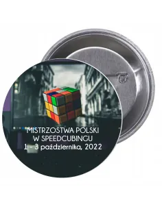 Przypinki buttony TURNIEJ - MISTRZOSTWA POLSKI W SPEEDCUBINGU  znaczki badziki z grafiką