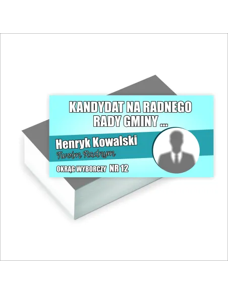 Wizytówki wyborcze 1000 sztuk WYBORY NA RADNEGO RADY GMINY + GOTOWY PROJEKT
