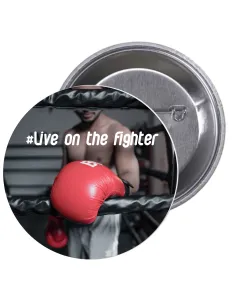 Przypinki buttony SPORT -  LIVE ON THE FIGHTER znaczki badziki z grafiką