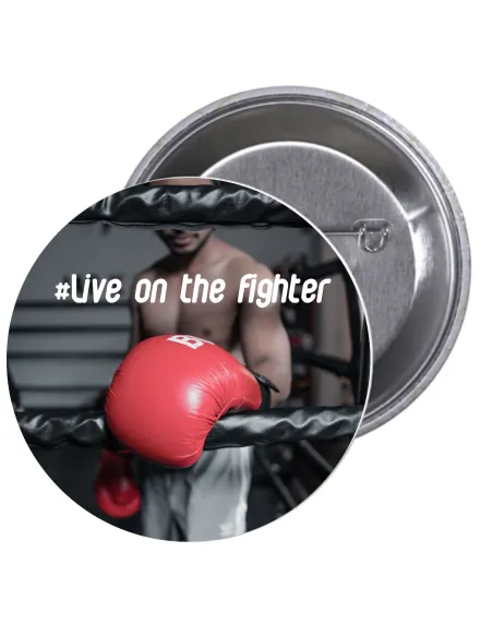 Przypinki buttony SPORT -  LIVE ON THE FIGHTER znaczki badziki z grafiką